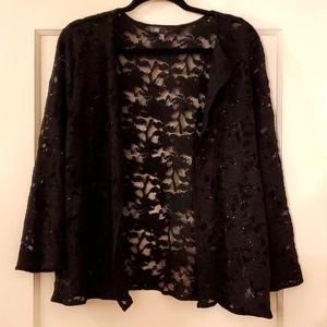 LuLaRoe Elegant Black Lace Shimmering Stella Cropped Jacket Size XL NWT